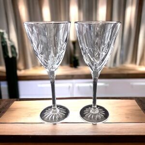 2 Cristal D Arques Durand Crystal Wine Glasses CASSANDRA Platinum Rimmed Goblets